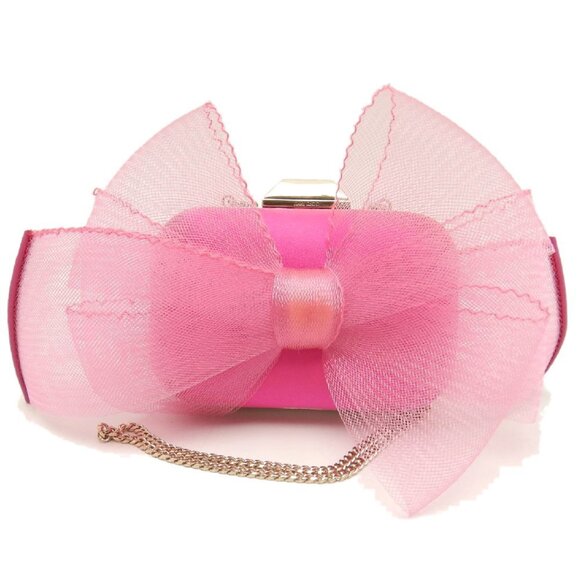 JIMMY CHOO Handbags - JIMMY CHOO Microcloud Clutch Bag, Chain Clutch, Satin, Pink, Women's, 253758